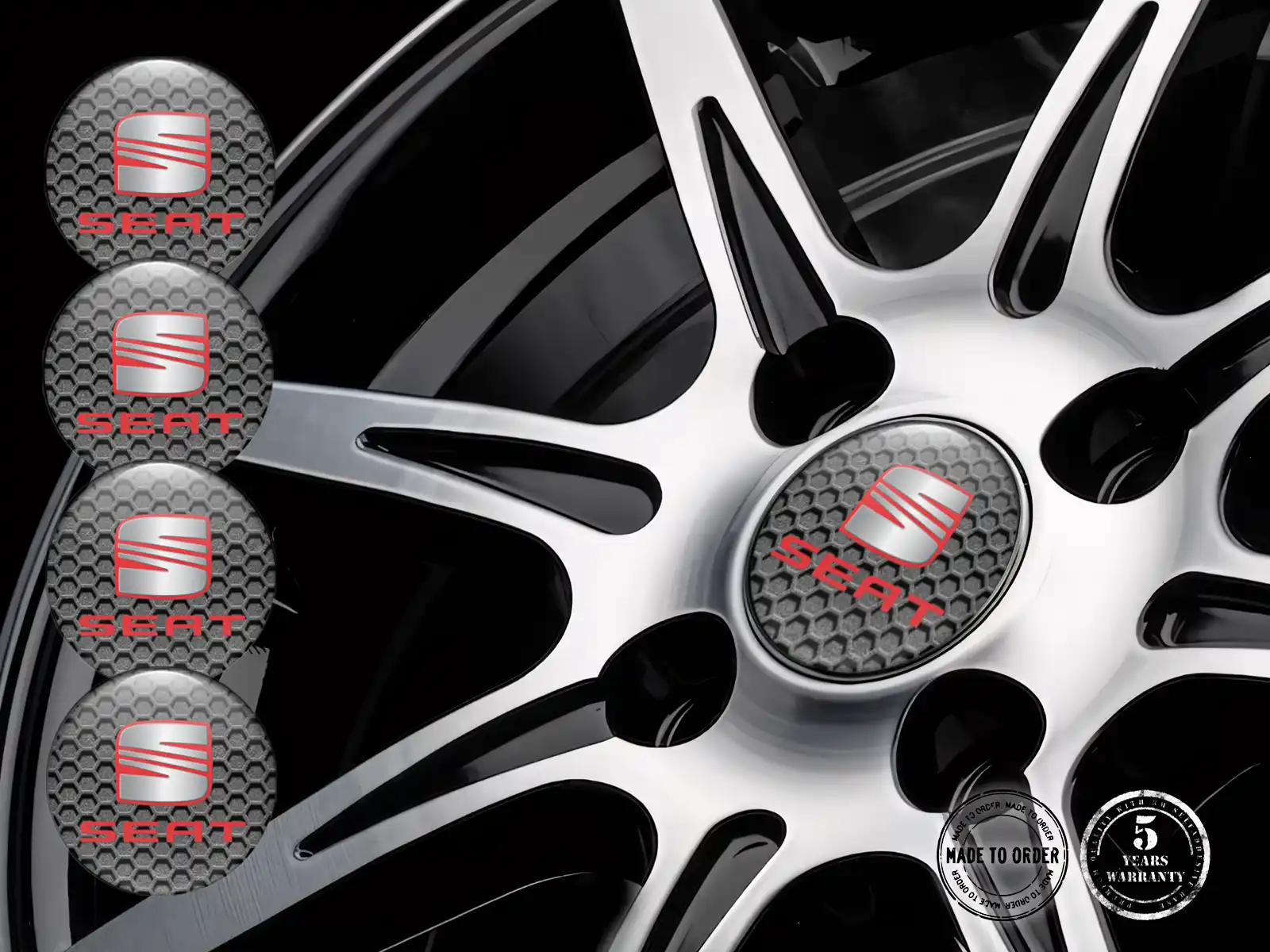 Seat Radaufkleber Version Gewölbte Harzlabels